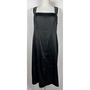 Evan Picone Womens Ladies Black Dressy Embroidered Straps Side Zip Dress Sz 14